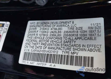 2022 Honda Cr-V Awd Ex z USA, uszkodzony, nr VIN 5J6RW2H55NA001612